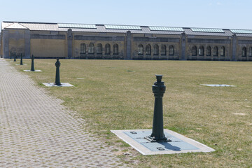 Naklejka premium R.C. Harris Water Treatment Plant, a water treatment plant, located at 2701 Queen St E, Toronto - filtration section, north facing elevation