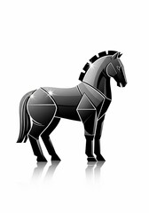 Obraz premium Sleek Obsidian Horse Silhouette: Digital Art, Polished, Reflective, Minimalist.