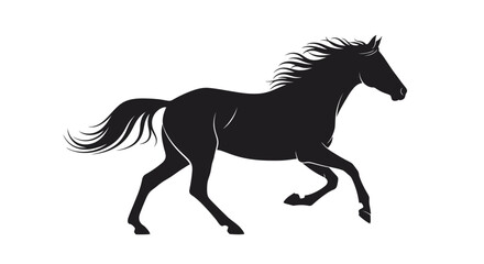 Obraz premium Black Horse Running Silhouette Side View.