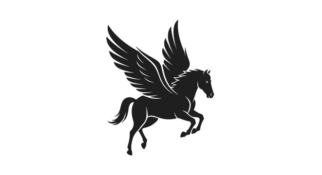 Black silhouette of a winged horse.