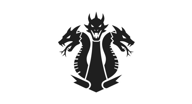 Black dragon logo with two heads.