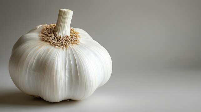 garlic with a very nice shape on a white background with copy space on the right side