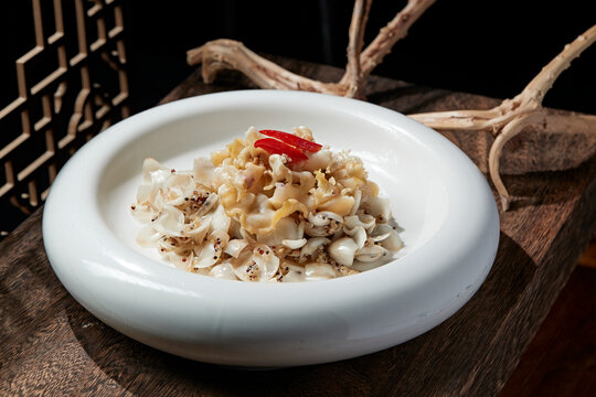 Quinoa and Lily Bulb Stir-fried with Sliced Conch