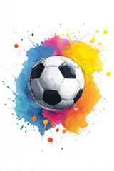Fototapeta premium Vibrant watercolor football design captures the spirit of the upcoming World Cup 2026.