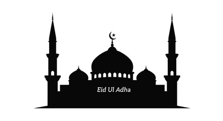 Fototapeta premium EID -UL ADHA Eid Ul Adha, Mosque Silhouette, Islamic Architecture, Black Icon vector