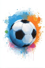 Fototapeta premium Vibrant watercolor football design captures the spirit of the upcoming World Cup 2026.