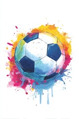 Fototapeta premium Vibrant watercolor football design captures the spirit of the upcoming World Cup 2026.