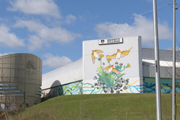 Naklejka premium exterior building mural and sign of Variety Village, a gym, located at 3701 Danforth Av, Scarborough, Toronto (viewed from Kingston Rd)