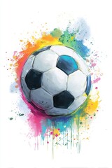 Naklejka premium Vibrant watercolor football design captures the spirit of the upcoming World Cup 2026.