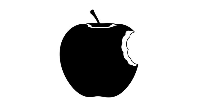 Fruites Bite, bitten, black apple, fruit icon, vector graphic isolated on White Background vactor EPS