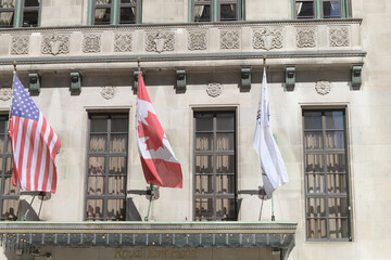 Naklejka premium exterior of Fairmont Royal York hotel (York St entrance) located at 100 Front St W, Toronto