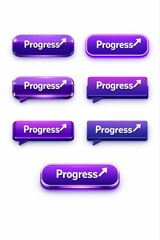 Fototapeta premium Collection of sleek purple progress buttons with upward arrows