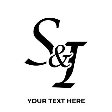 Elegant S and J Monogram with Ampersand and Placeholder Text.