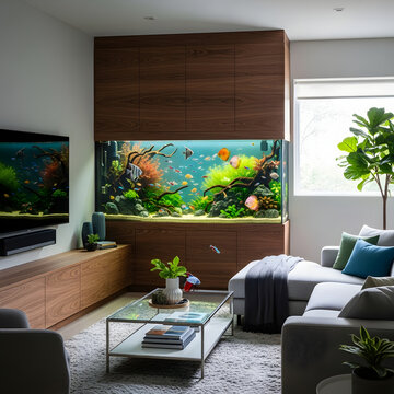 Acquarium inside living room 