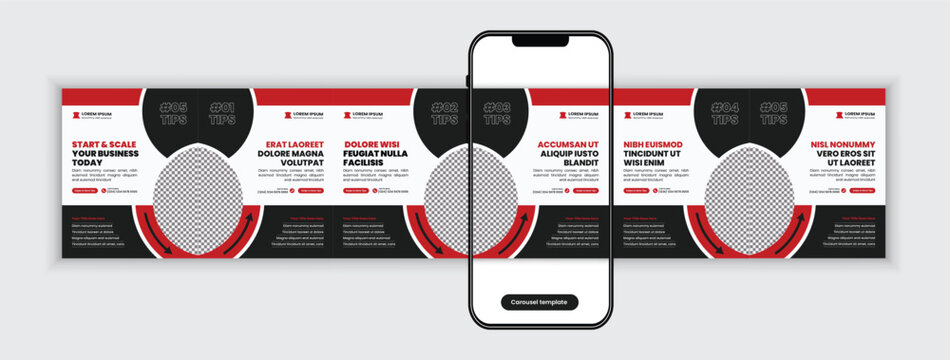 Modern Digital Marketing Tips and Strategy Carousel Post Template for Business Expansion, Corporate Identity, Startup Growth and Agency Promotion