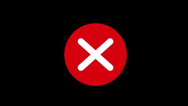 red cross icon animation video error symbol overlay frame, cancel mark motion graphic element negative status concept cleandesign, x mark icon video animation simple reject symbol