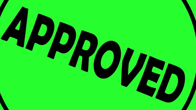 approved stamp animation green screen video overlay badge, acceptance label motion graphic chroma key effect clean, approved text stamp video element status concept