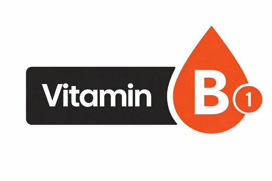 Vitamin b1 depicted with a stylized logo design incorporating a droplet shape