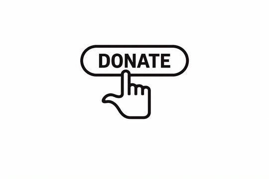 A graphic showing a finger clicking a donate button on a digital interface
