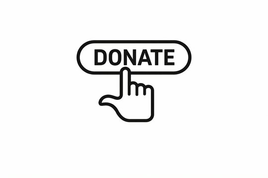 A graphic showing a finger pressing a donate button on a digital interface