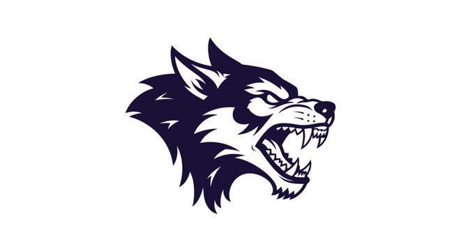 Furry animal head with sharp teeth.