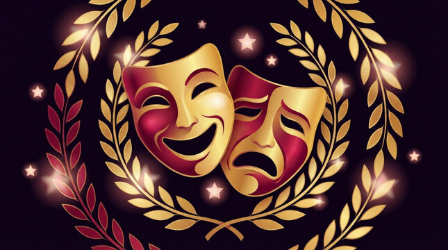 Theater Comedy and Tragedy Drama Masks Illustration