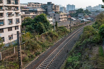 Fototapeta premium A railway in a city in western China