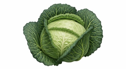 Fototapeta premium Vibrant Green Cabbage, Crisp Leaves, Freshness Captured