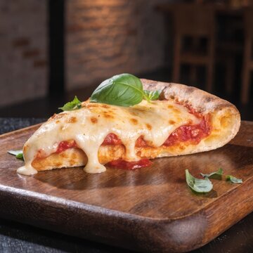 Delicious stuffed flatbread topped with fresh greens and melted cheese