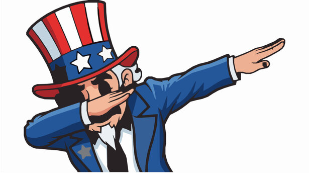 Patriotic Uncle Sam Dabbing Cartoon Character Vector Illustration