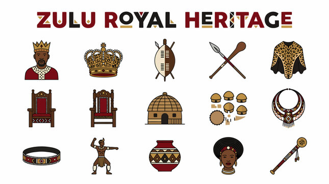 Zulu Royal Heritage Symbols Icons Collection
