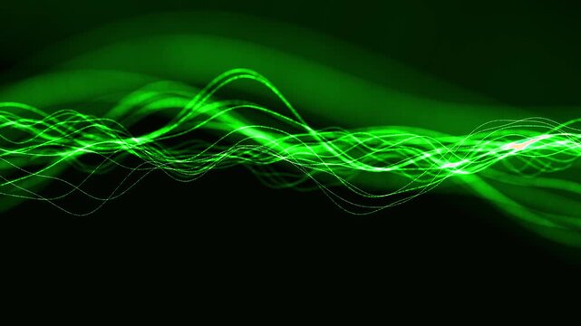 Animated background in a digital technology style. Abstract background with a dynamic dot wave. Colored sound wave. 3D rendering. 4k Animation