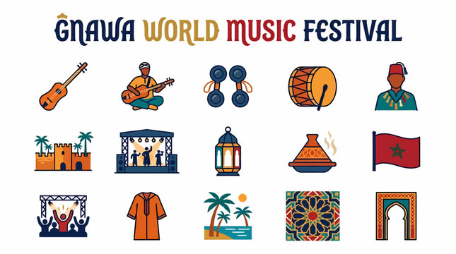 Gnawa World Music Festival Icons - Morocco Culture Celebration