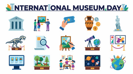 Obraz premium International Museum Day Icons: Art, History, Science, Culture