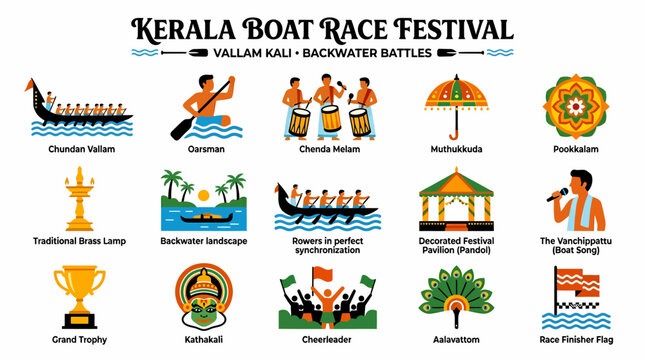 Kerala Boat Race Festival: Vallam Kali Icons & Symbols