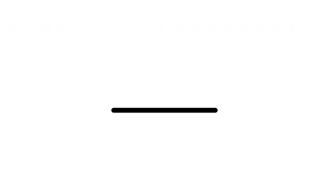 Minimal motion graphic featuring black square brackets appearing around a horizontal line on a white background.