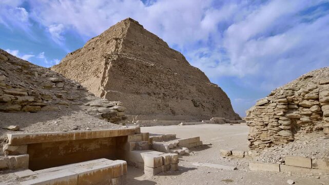 The Pyramid of Djoser, or Step Pyramid is an archaeological remain in the Saqqara necropolis, Egypt, northwest of the city of Memphis.