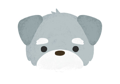 かわいい 手描き ミニチュアシュナウザー 表情 イラスト / Hand Drawn Cute Miniature Schnauzer Expression Illustration