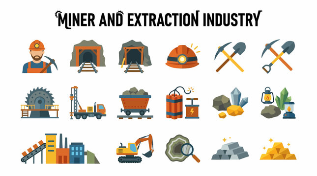 Miner and Extraction Industry Icons