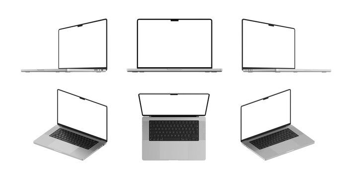 White laptop bundle on a transparent background and PNG screen. Realistic mockup for web design, app, and UX UI mockups.