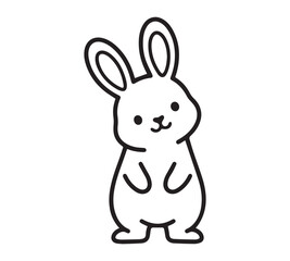 Obraz premium Cute Rabbit Cartoon Outline Vector Illustration