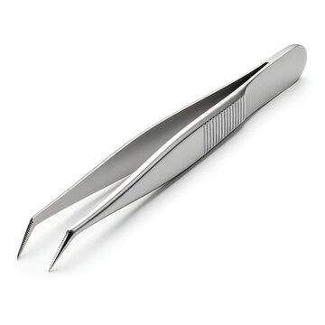 Stainless steel tweezers, precision grip, slanted tip, beauty tool, makeup applicator