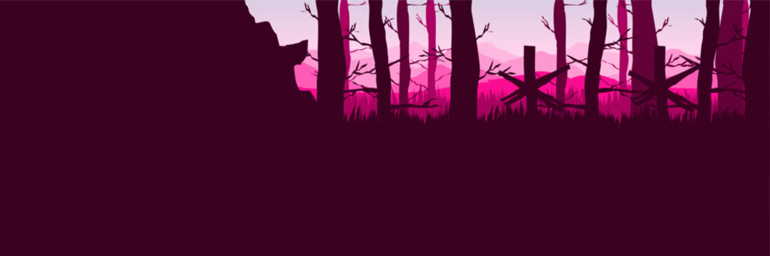 Abstract Pink Forest Vector Background for Web Design Landing Page Header