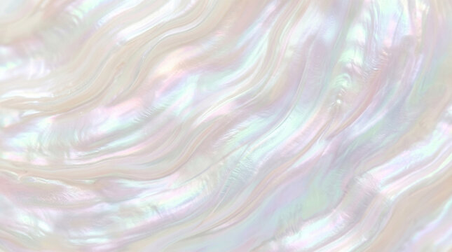 Shiny white pearl shell surface with pastel colors