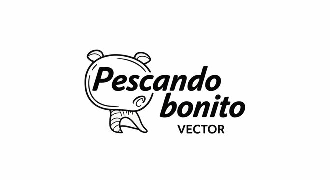Cute cartoon fish with text 'Pescando bonito VECTOR'