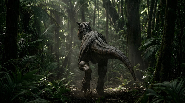 Dinosaur in dense forest environment