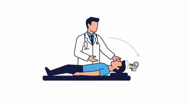 Doctor examines patient lying down, with focus on the ear