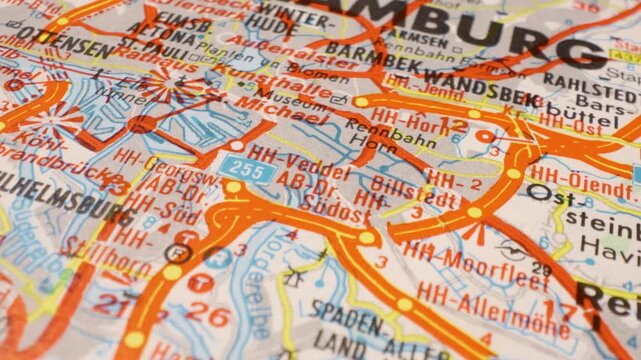 Wide web of freeways leading to Hamburg, Germany highway network concept
