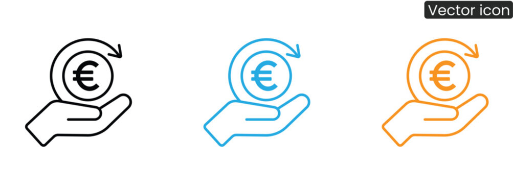 Euro currency icons on white background showing money protection and investment