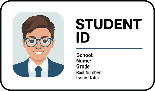 Student ID Card Template with Photo and Personal Information
